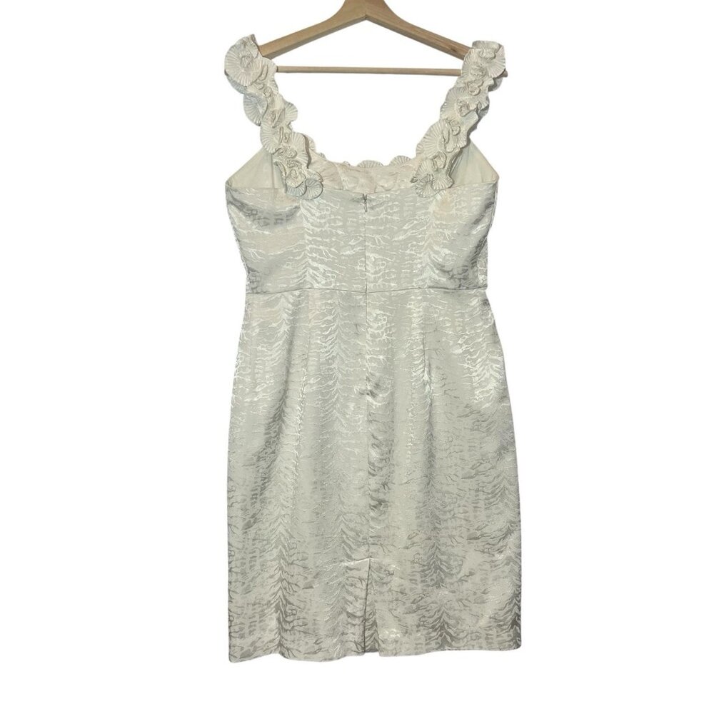 MAGGY LONDON Women’s Knee Dress Size 12 White Lined Sleeveless Zipper - Picture 2 of 10